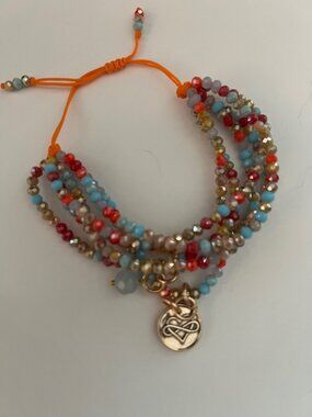 Katia Designs Multi Strand Beaded Bracelet "Gratefu" Adjustable BOHO NNW
